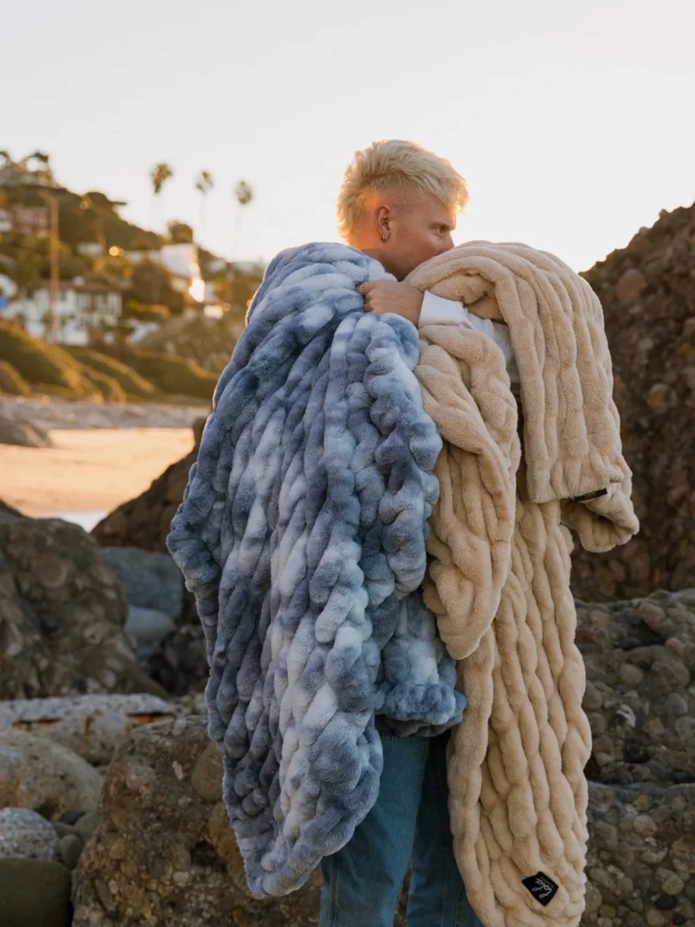 Malibu Blue Plush Lola Blanket